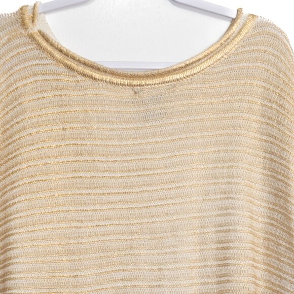 Alberto Malaki Size XL Gold & Cream Knit Loose-Fit Womens Poncho Sweater - Picture 7 of 8